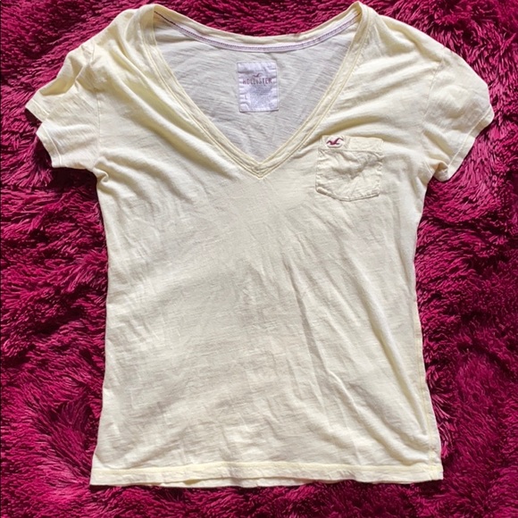 Hollister Tops - Hollister yellow v-neck sheer top